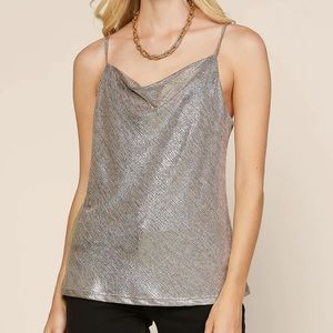 sparkly cowl neck top!